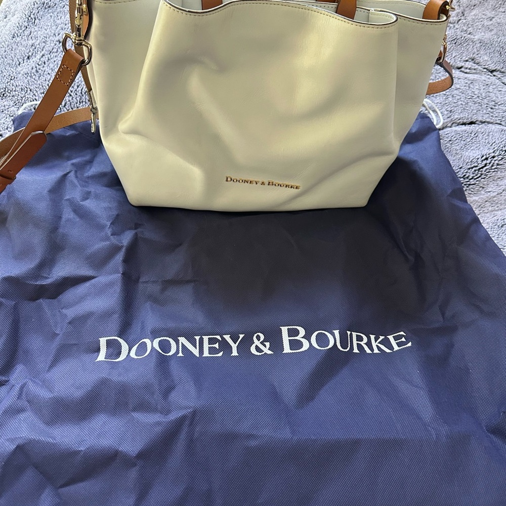 Dooney & Bourke Cream and Tan Pebbled Shoulder Bag